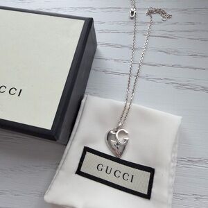 Gucci Silver G Heart Necklace